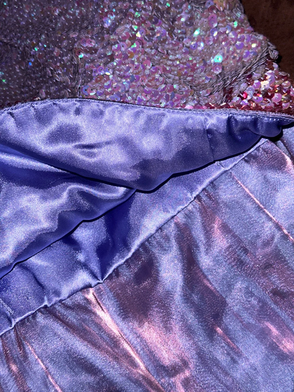 Purple sequined long ball gown R7034