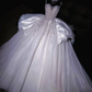 White suspender diamond waist slim fit puffy skirt long dress bridal dress R5722