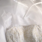 White halter-neck, fitted waist, beaded long ball gown/bridal dress R6834