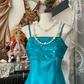 Peacock blue halter-neck, fitted A-line long dress, prom dress R6316