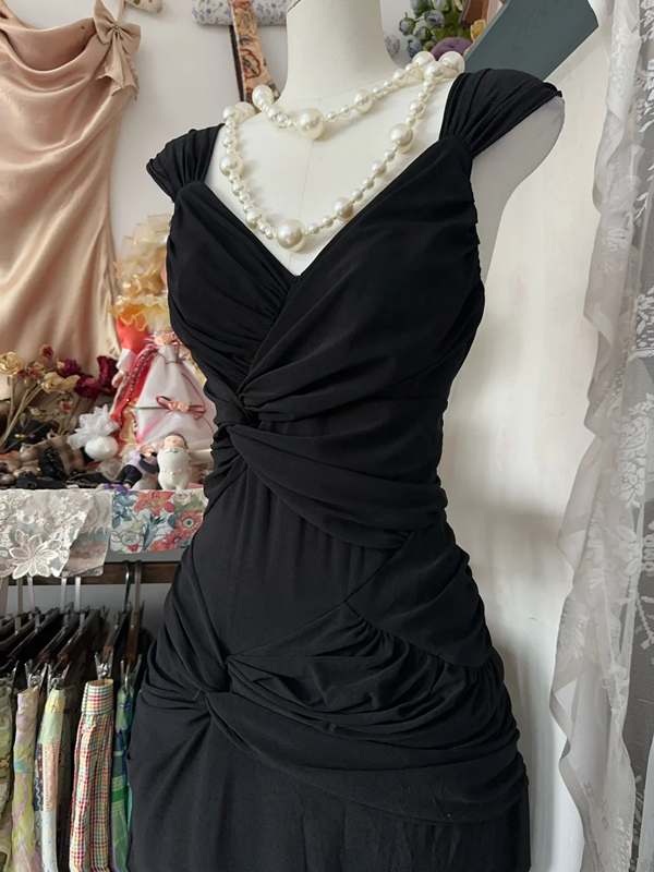 Black halter-neck, fitted, bodycon long dress, prom dress R6355