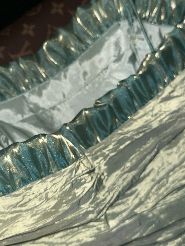 Yellow-green halter-neck pleated waist slim-fit fairy long ball gown R6915