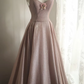 Pink halter-neck fitted A-line elegant prom dress R6755