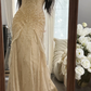 Champagne nude strapless fitted waist bodycon sexy long ball gown R7750