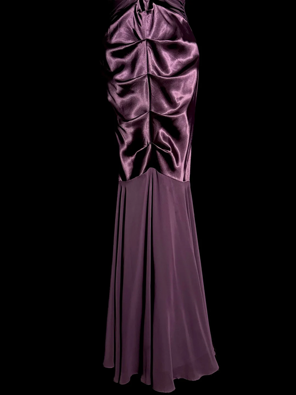 Purple halter neck elegant bodycon long ball gown R6676