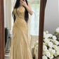 Champagne nude strapless fitted waist bodycon sexy long ball gown R7750