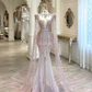 Light pink rhinestone fitted long ball gown R6476