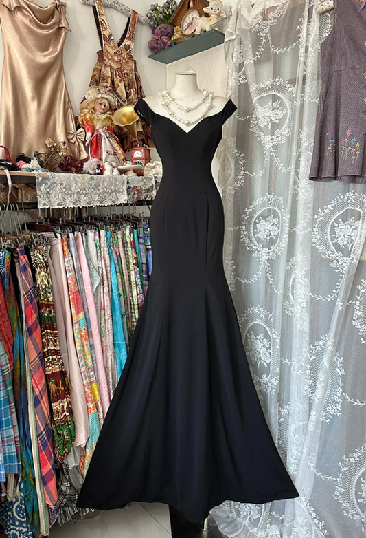 Black suspender waist slim hip fishtail sexy long skirt ball gown R6197