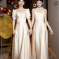 Champagne satin slim waist elegant ball gown, bridesmaid dress R5995