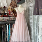 Light Pink Spaghetti Strap High-Waisted Midi-Length Ball Gown R7434