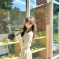 College style doll collar long-sleeved knitted cardigan 2025 contrast color A-line skirt suit R1292