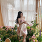 Beautiful printed suspender dress for summer unique and beautiful waist slimming princess dress R4213