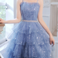 Sparkly Blue Homecoming Dress ,Tulle Ruffled Sequins Corset Short Prom Dress RS1673