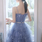 Sparkly Blue Homecoming Dress ,Tulle Ruffled Sequins Corset Short Prom Dress RS1673