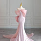 Pink one-shoulder slim waist hip-hugging sexy and gentle dress, prom dress R5319