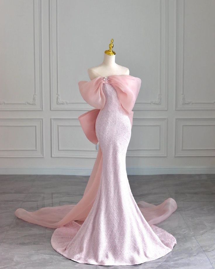 Pink one-shoulder slim waist hip-hugging sexy and gentle dress, prom dress R5319