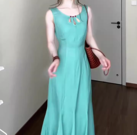 Gentle style sleeveless vest dress is super beautiful waist hip fishtail skirt R0702