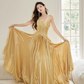 Elegant Bright Yellow A-Line Halter Maxi Evening Dress Prom Dress RS462