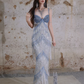 Elegant Pale Blue Tassel Sheath Spaghetti Straps Maxi Evening Dress Prom Dress RS463