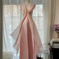 Light pink sleeveless fitted waist bodycon long ball gown R7712