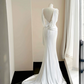 White suspenders elegant classic hip-wrapped long skirt, prom dress R5682