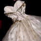 White strapless, fitted A-line princess short ball gown R7035
