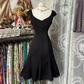 Black halter-neck fitted A-line mini dress, ball gown R6317