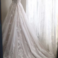 White strapless floral-stitched fitted long ball gown/bridal dress R6835