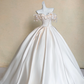 White satin tube top three-dimensional flower waist slim fit puffy long dress bridal gown R5723
