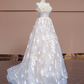 Light apricot strapless fitted waist ball gown with a full skirt, bridal dress R8364