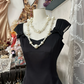 Black halter-neck fitted A-line mini dress, ball gown R6317