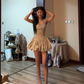 Champagne-colored halter-neck, fitted waist, tulip skirt, short ball gown R7556