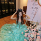 Blue strapless fitted waist princess skirt ball gown R6397