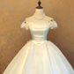 White Off-the-Shoulder Waist-Cinched Puffball Skirt Ball Gown, Bridal Gown R7362