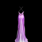 Light purple halter-neck, fitted waist, embroidered floral pattern, bodycon long ball gown R6677