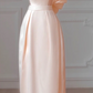 Light pink strapless slim waist satin maxi ball gown bridal gown R5877