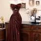 Deep red strapless sequined fitted ball gown, bridal dress R7189