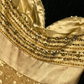 Gold strapless beaded fitted long ball gown R6956