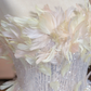 Light apricot strapless fitted waist ball gown with a full skirt, bridal dress R8364
