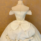 White Off-the-Shoulder Waist-Cinched Puffball Skirt Ball Gown, Bridal Gown R7362