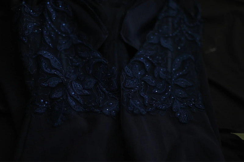 Navy blue halter-neck fitted waist bodycon sexy long ball gown R6717