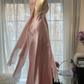 Light pink sleeveless fitted waist bodycon long ball gown R7712