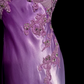Light purple halter-neck, fitted waist, embroidered floral pattern, bodycon long ball gown R6677