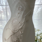 Apricot white halter-neck fitted long ball gown R7671