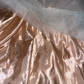 Champagne-colored satin halter-neck fitted long ball gown R6916