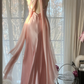 Light pink sleeveless fitted waist bodycon long ball gown R7712