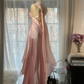 Light pink sleeveless fitted waist bodycon long ball gown R7712