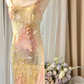 Pastel halter-neck fitted long ball gown for a sweet and girly look R7751