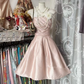 Light pink strapless A-line short prom dress R7475