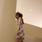 French suspender skirt holiday style dress high-end short skirt R2700
